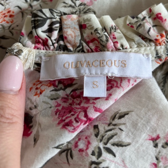 Olivaceous ivory floral long sleeve blouse size small 100% cotton EUC - Picture 8 of 10